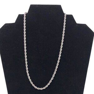 4mm Mens Stainless Steel Twist Rope Chain Necklace 18in With Lobster Clasp
